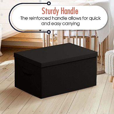Foldable Storage Bin with Handles and Lid - Set of 3