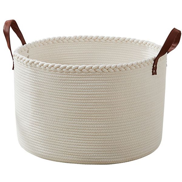 Extra Large Round Cotton Rope Storage Basket Laundry Hamper with
