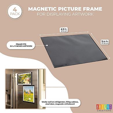 Black Magnetic Picture Frame for Photos, Art, Schedules (8.5 x 11 in, 4 Pack)