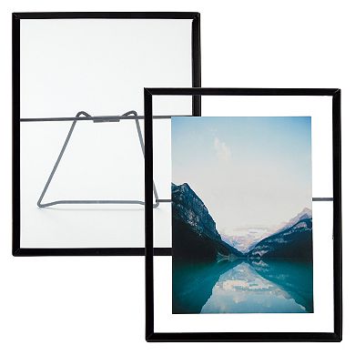 8 Pack 7x9" Glass Floating Photo Frame with Black Pressed Flower for 5x7" Photo