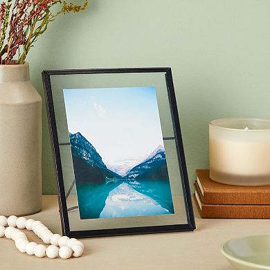 8 Pack 7x9" Glass Floating Photo Frame with Black Pressed Flower for 5x7" Photo