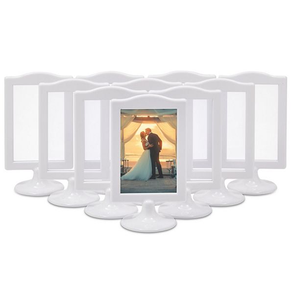 Double Sided Pedestal Picture Frames for 4x6 Inch Photos (White, 10 Pack)