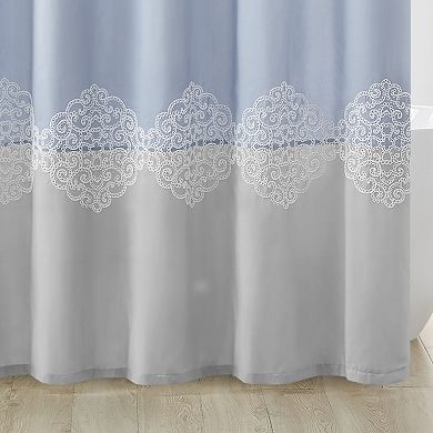 Madison Park Vera Transitional Pieced & Embroidered Shower Curtain