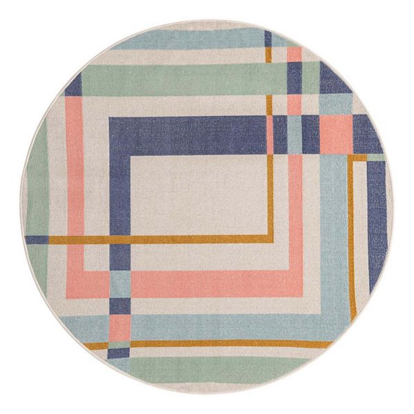 Unique Loom 5 x 8 Ivory Blue Indoor Medallion Area Rug in the Rugs