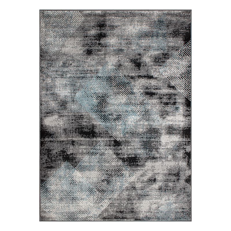 World Rug Gallery Contemporary Distressed Geometric Area Rug, Black, 2X7 Ft