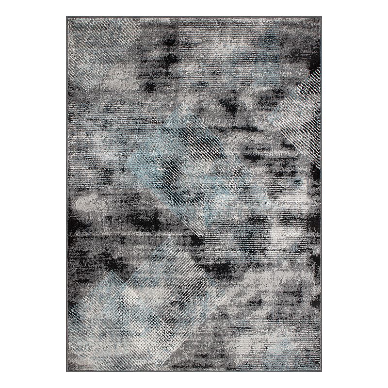 World Rug Gallery Contemporary Distressed Geometric Area Rug, Black, 8X10 F