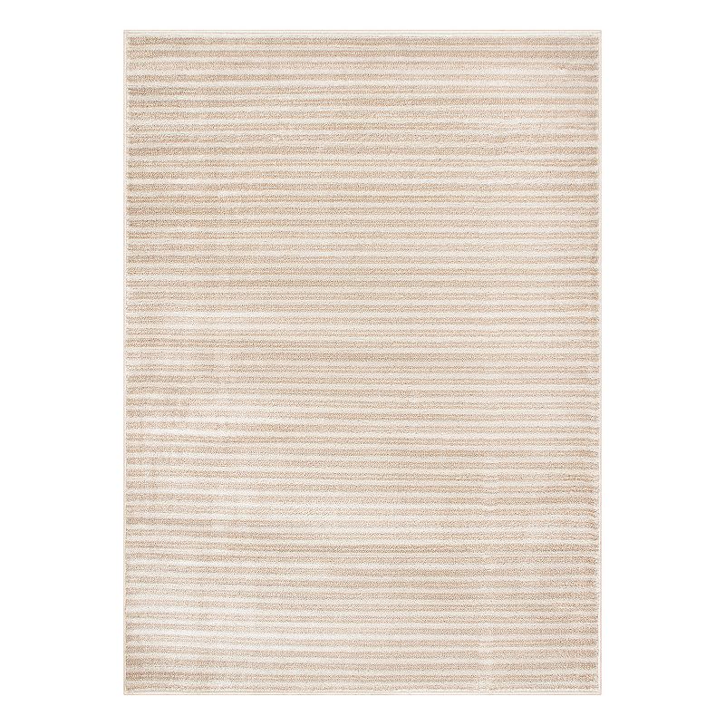 World Rug Gallery Contemporary Striped Area Rug, Beig/Green, 8X10 Ft