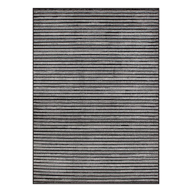 World Rug Gallery Contemporary Striped Area Rug, Black, 8X10 Ft