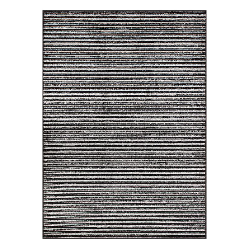 World Rug Gallery Contemporary Striped Area Rug, Black, 5X7 Ft