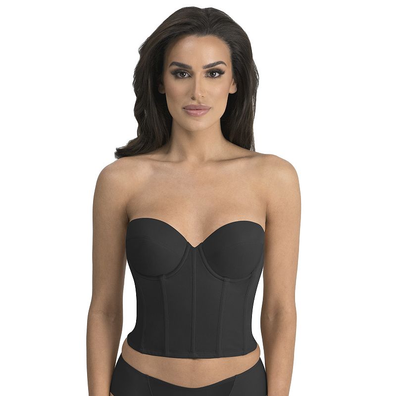 Dominique Brianna Low-Back Strapless Longline Bra 6380, Women's, Size: 40 Dd, Black