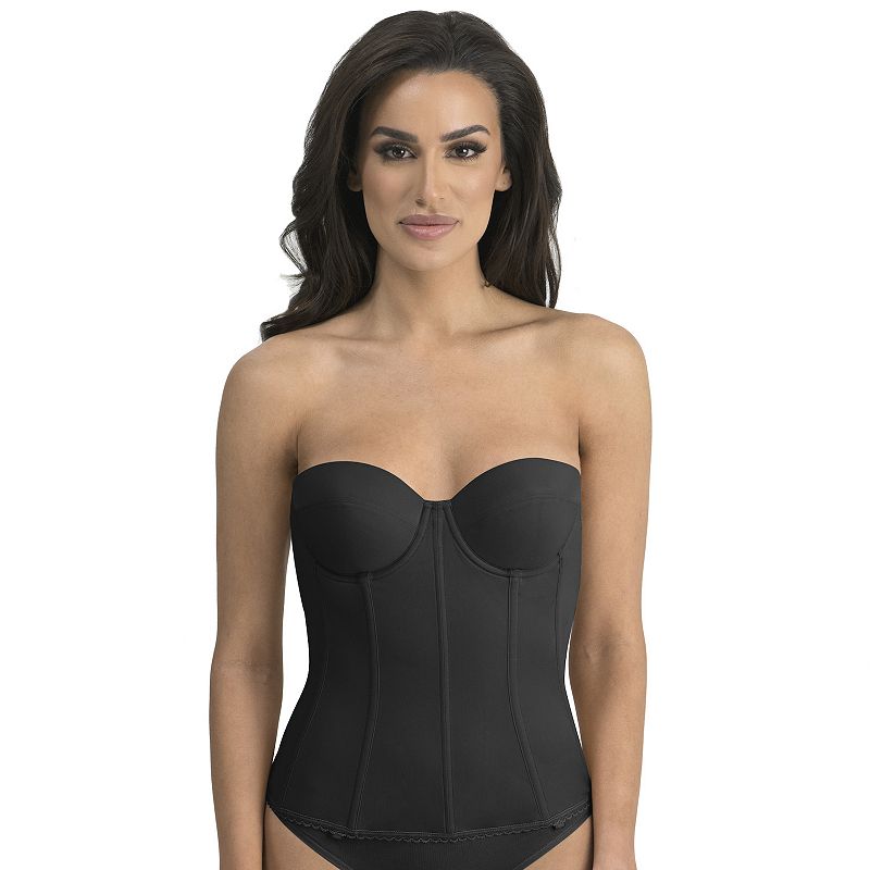 Dominique Brianna Low-Back Strapless Longline Bra 8980, Women's, Size: 34 F, Black