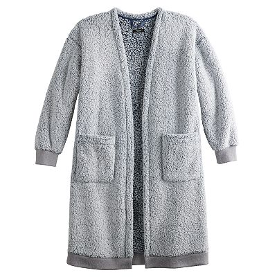 Women's Simply Vera Vera Wang Plush Sherpa Long Sleeve Open Front