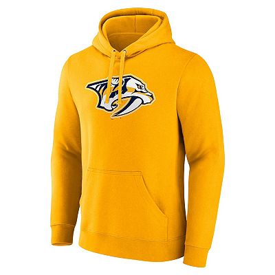 Men s Fanatics Branded Gold Nashville Predators Primary Logo Pullover Hoodie