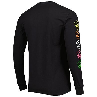 Men's Mitchell & Ness Black LA Galaxy Papel Picado Long Sleeve T-Shirt