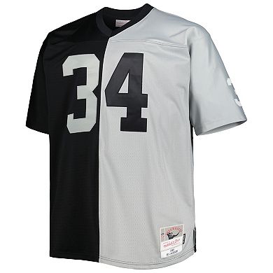 Men's Mitchell & Ness Bo Jackson Black/Silver Las Vegas Raiders Big & Tall Split Legacy Retired Player Replica Jersey