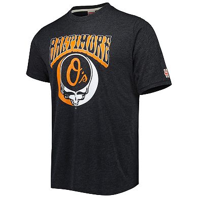 Men's Homage Charcoal Baltimore Orioles Grateful Dead Tri-Blend T-Shirt