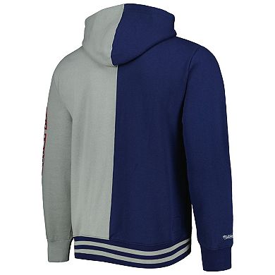 Men's Mitchell & Ness Navy/Gray New Jersey Nets Hardwood Classics Split Pullover Hoodie
