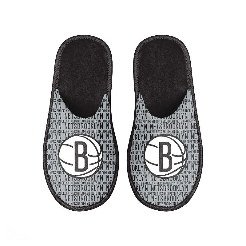 Mens FOCO Brooklyn Nets Scuff Logo Slide Slippers, Size: Small, NET Black