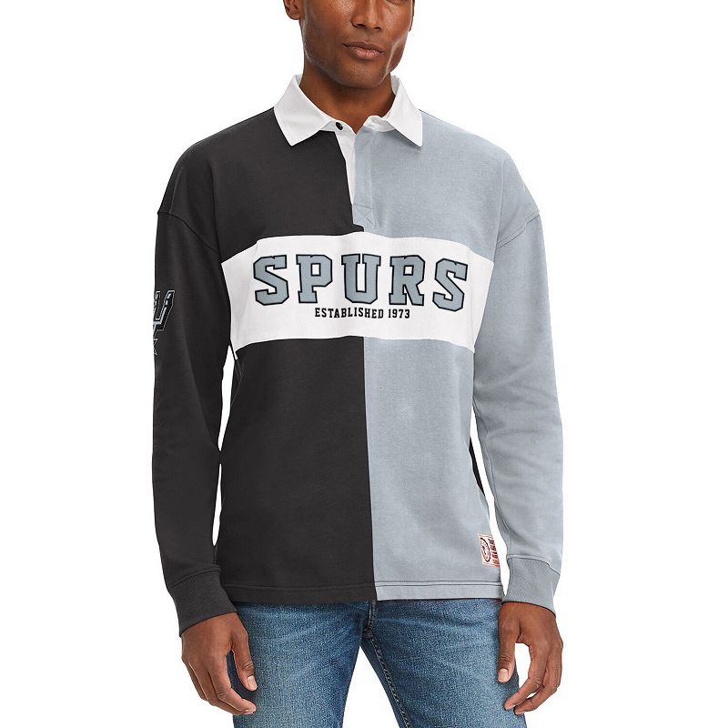 Mens Tommy Jeans Black/Gray San Antonio Spurs Ronnie Rugby Long Sleeve T-S
