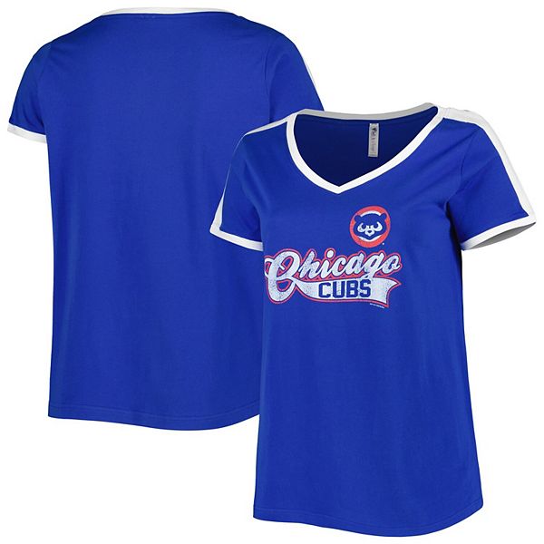 Women's Soft as a Grape Royal Chicago Cubs Plus Size V-Neck T-Shirt