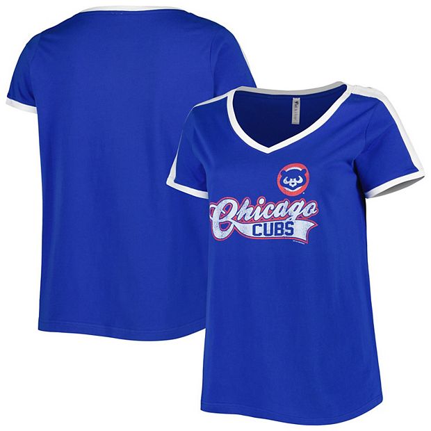 Women's Soft as a Grape Royal Chicago Cubs Plus Size V-Neck T-Shirt