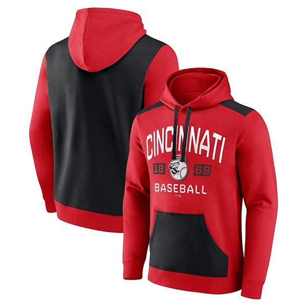 Men's Fanatics Branded Red/Black Cincinnati Reds Chip In Pullover Hoodie