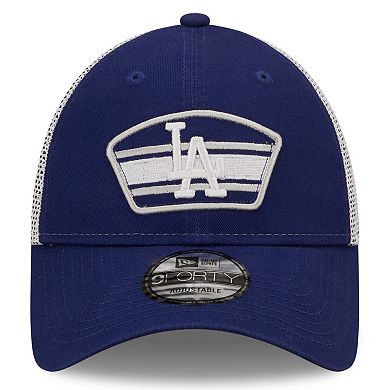 Men's New Era Royal/White Los Angeles Dodgers Logo Patch 9FORTY Trucker Snapback Hat