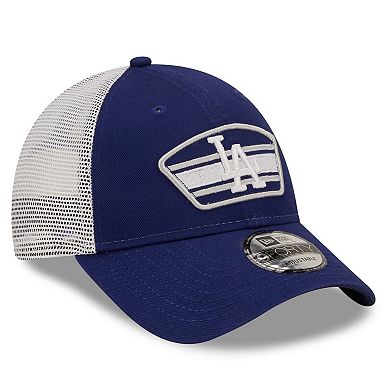 Men's New Era Royal/White Los Angeles Dodgers Logo Patch 9FORTY Trucker Snapback Hat