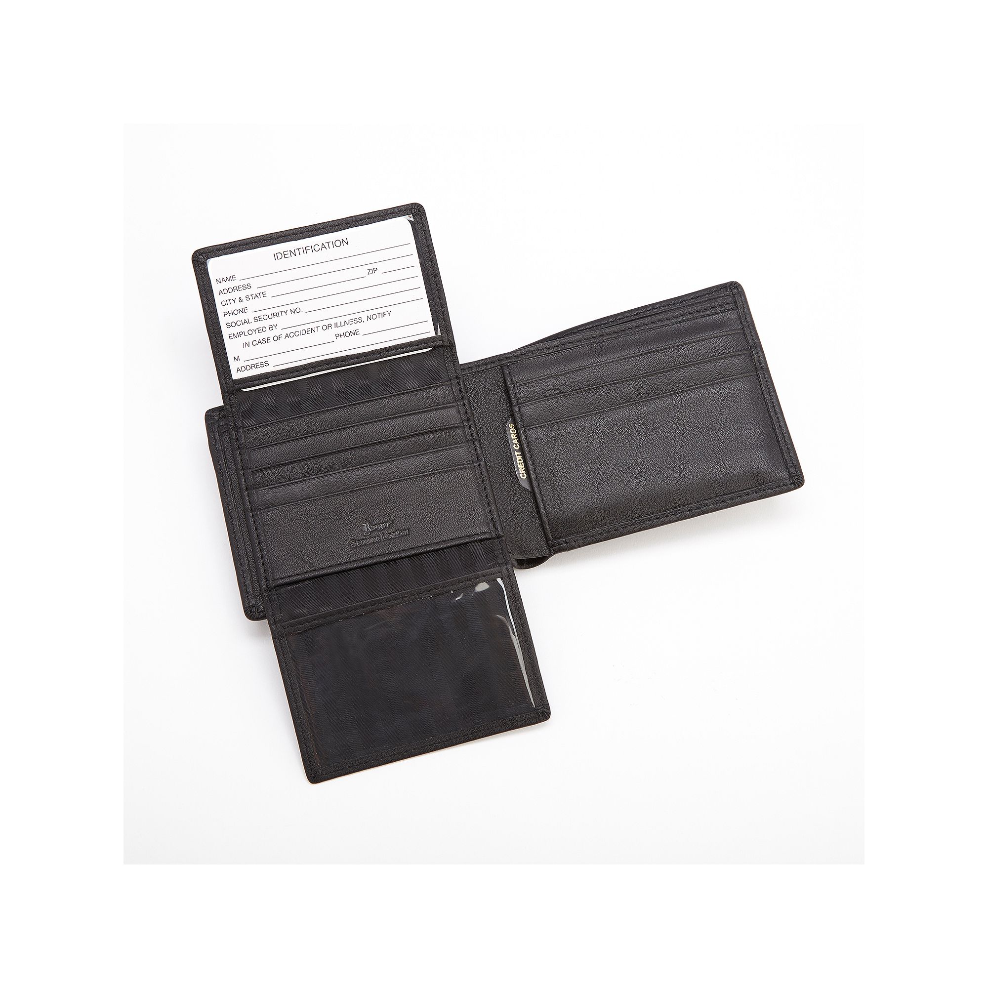 Royce Leather Euro Commuter Bifold Wallet, Black