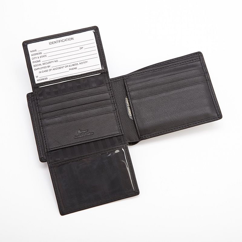Royce Leather Euro Commuter Bifold Wallet, Black