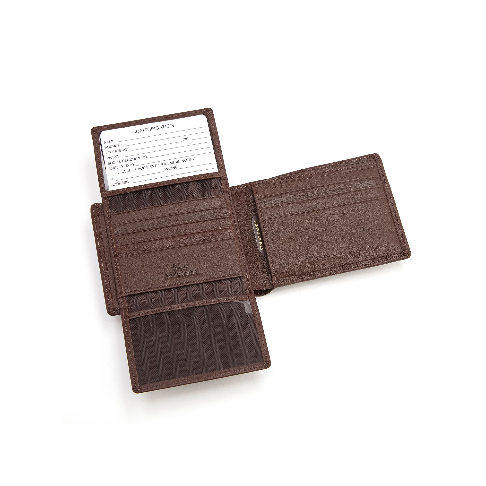 Royce Leather Euro Commuter Bifold Wallet, Coco