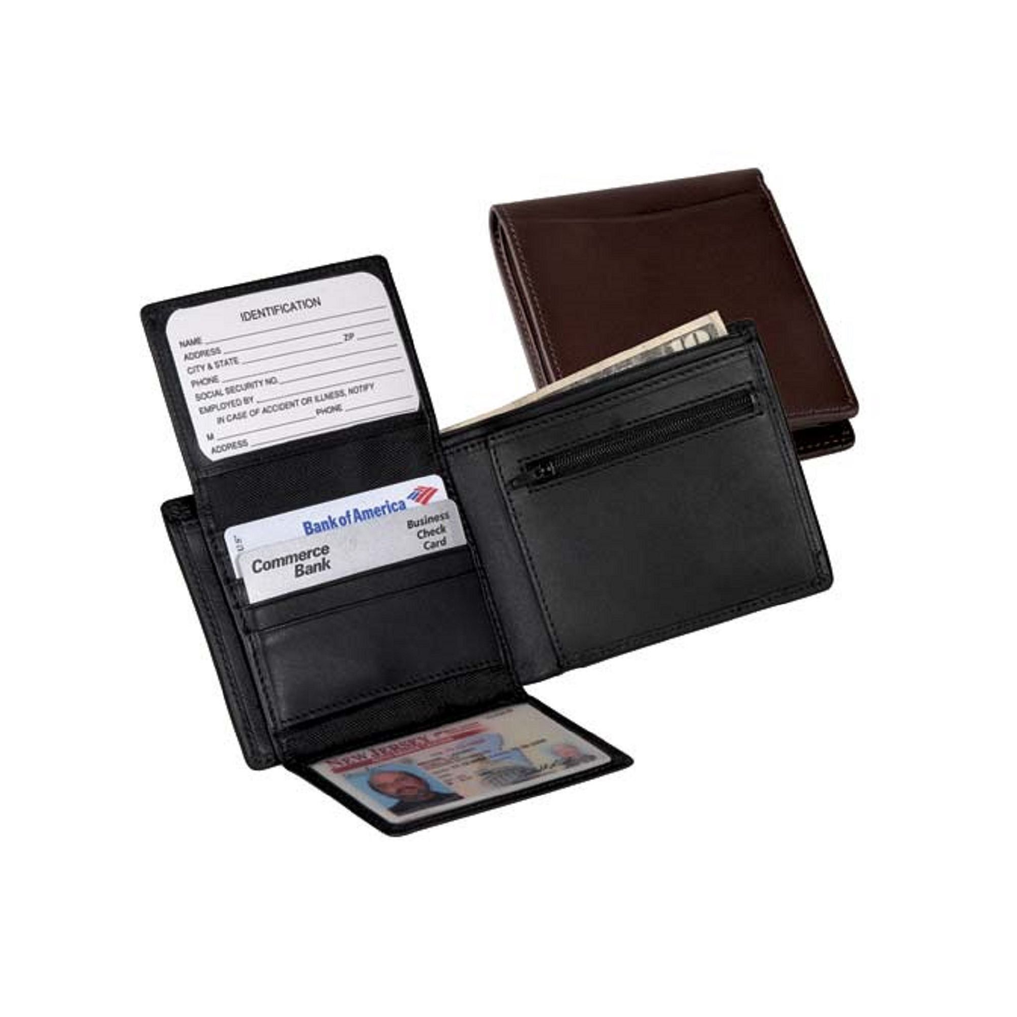 Royce Leather Commuter Bifold Wallet, Black