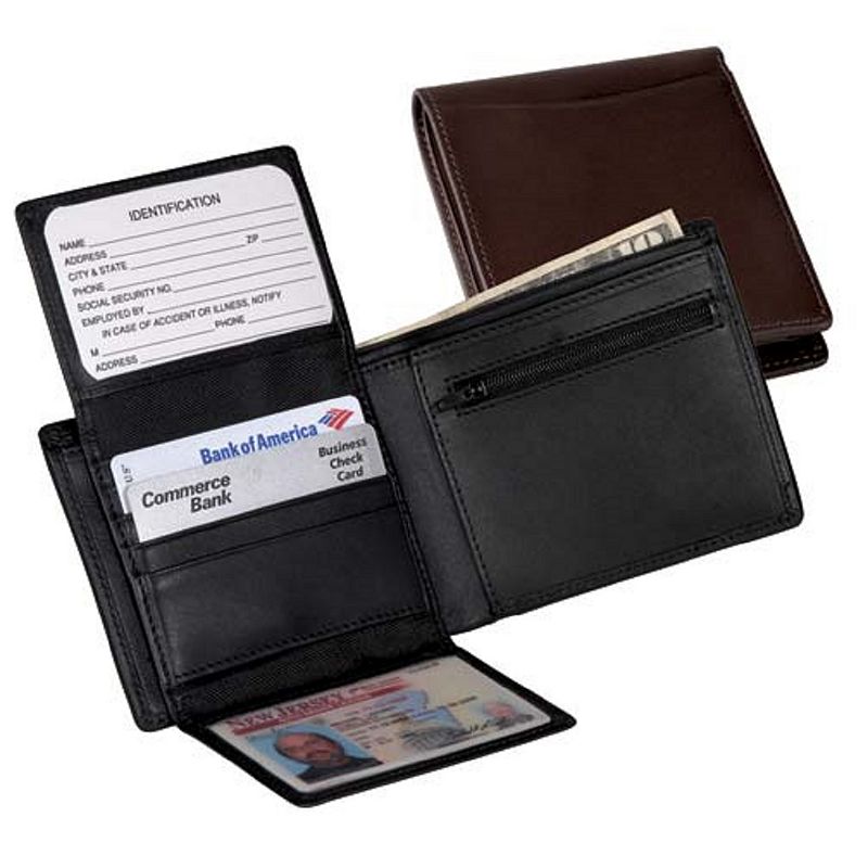 Royce Leather Commuter Bifold Wallet, Black