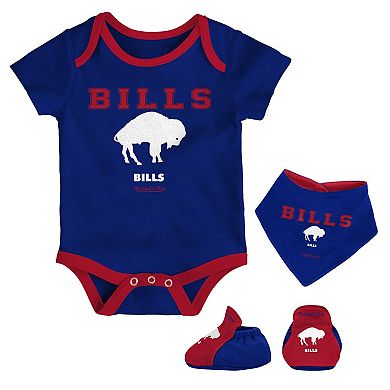 Newborn & Infant Mitchell & Ness Royal/Red Buffalo Bills Throwback Bodysuit Bib & Booties Set