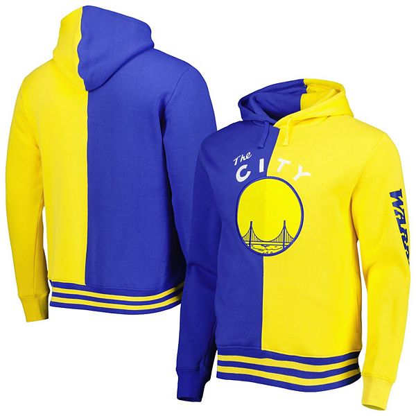 Men's Golden State Warriors Mitchell & Ness Gold/Royal Hardwood Classics  Head Coach Color Block Pullover