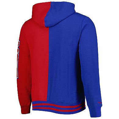 Men's Mitchell & Ness Royal/Red New Jersey Nets Hardwood Classics Split Pullover Hoodie
