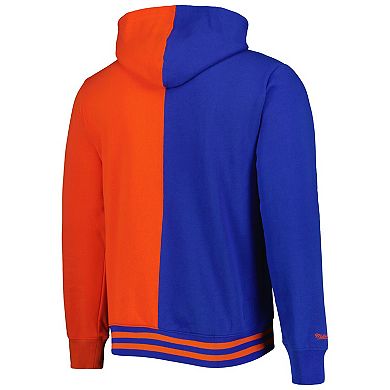 Men's Mitchell & Ness Blue/Orange New York Knicks Hardwood Classics Split Pullover Hoodie