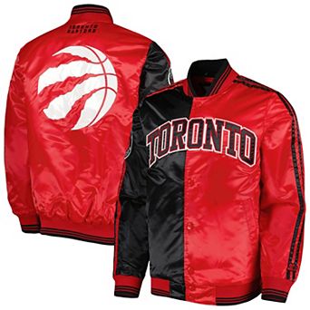 Men's Starter Black/Red Toronto Raptors Fast Break Satin Full-Snap Jacket