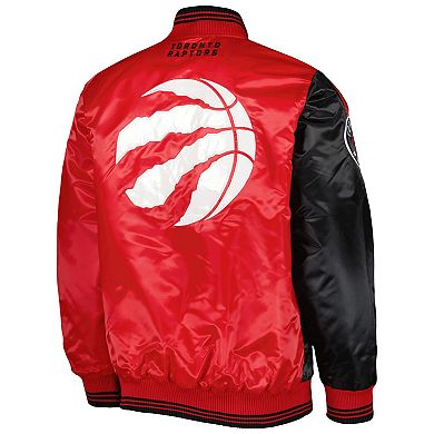 Men's Starter Black/Red Toronto Raptors Fast Break Satin Full-Snap Jacket