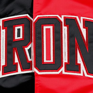 Men's Starter Black/Red Toronto Raptors Fast Break Satin Full-Snap Jacket