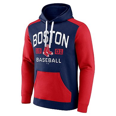 Men's Fanatics Branded Navy/Red Boston Red Sox Chip In Pullover Hoodie