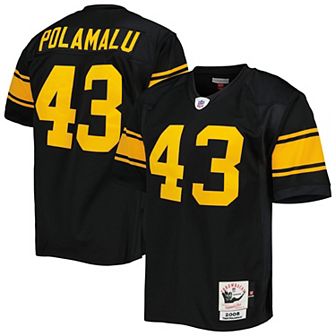 Men's Mitchell & Ness Troy Polamalu Black Pittsburgh Steelers 2008 Alternate Authentic Retired Player Jersey
