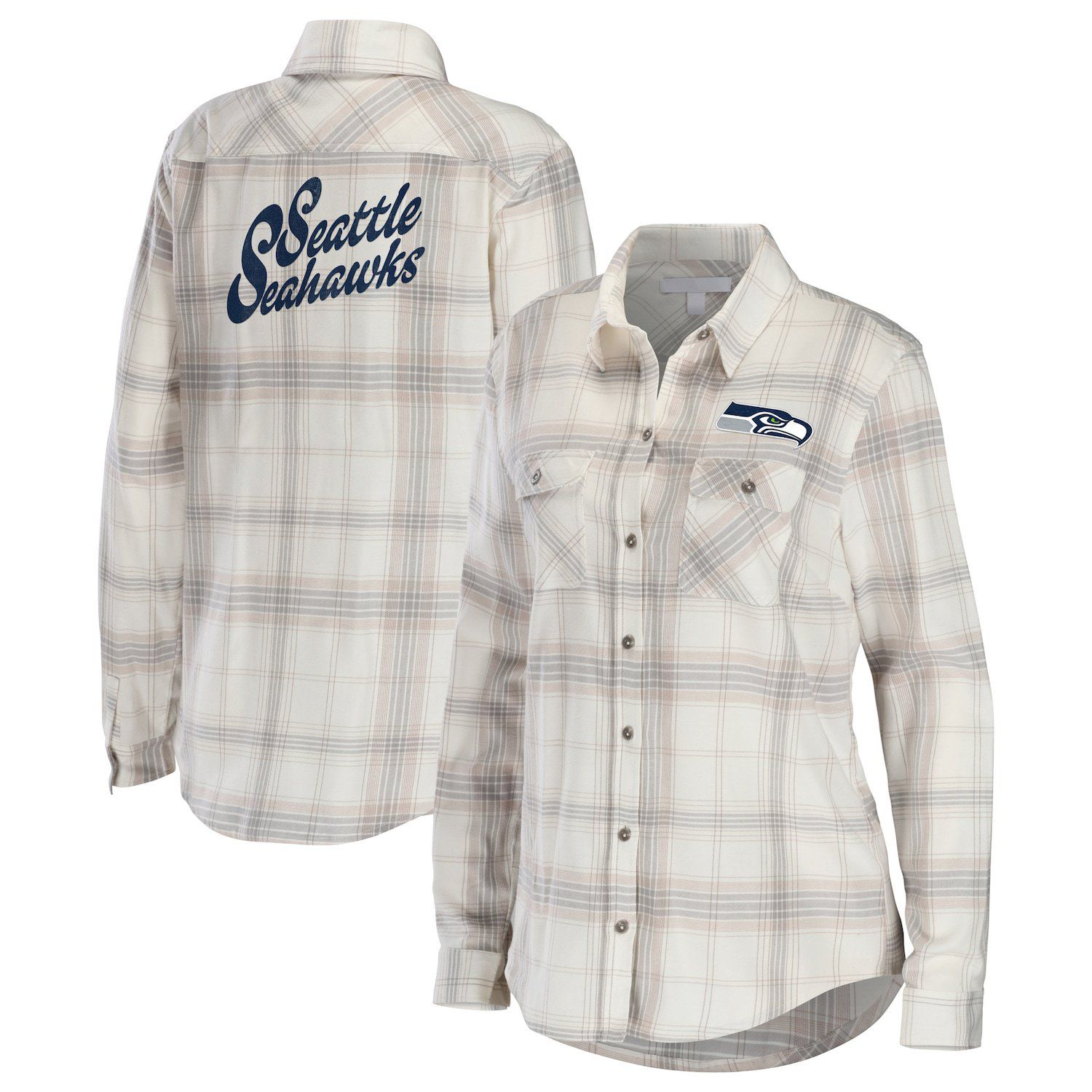 Women's Chicago Bears Concepts Sport Navy Mainstay Plaid Full-Button Long  Sleeve Nightshirt