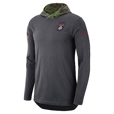 Men's Nike Anthracite Ohio State Buckeyes Military Long Sleeve Hoodie T-Shirt