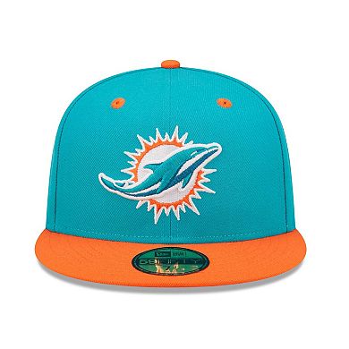 Men's New Era Aqua/Orange Miami Dolphins Flipside 2Tone 59FIFTY Fitted Hat