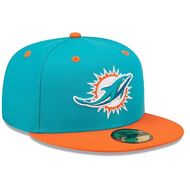 Men's New Era Aqua/Orange Miami Dolphins Flipside 2Tone 59FIFTY Fitted Hat