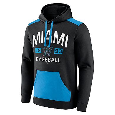 Men's Fanatics Black/Blue Miami Marlins Chip In Team Pullover Hoodie