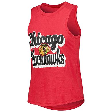 Women's Concepts Sport Heather Red/Heather Black Chicago Blackhawks Meter Muscle Tank Top & Pants Sleep Set