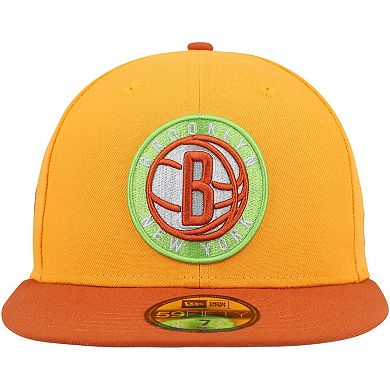 Men's New Era  Gold/Rust Brooklyn Nets 59FIFTY Fitted Hat