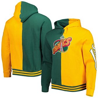 Men's Mitchell & Ness Green/Gold Seattle SuperSonics Hardwood Classics Split Pullover Hoodie